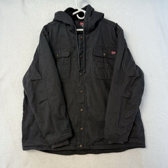 Wrangler Workwear Fur Lined Canvas Work Jacket Men’s 2X 50-52 Black Outerwear - Picture 5 of 16